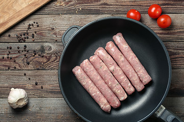 Image showing Raw Sausages in a Pan