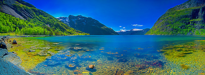 Image showing Panorama of a Norwegian fjord