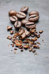 Image showing Coffee (Robusta coffee) beans close-up