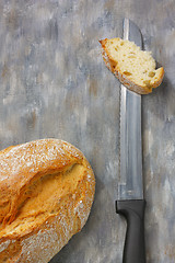 Image showing Bread and kitchen knife