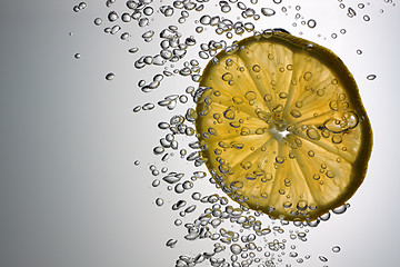 Image showing Lemon slice with air bubbles