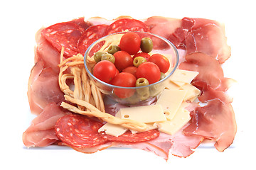 Image showing ham cheese tomato olive as easy dinner