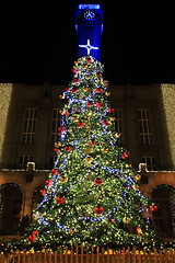 Image showing christmas tree in the dark night