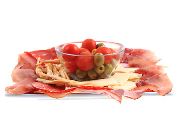 Image showing ham cheese tomato olive as easy dinner