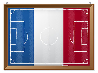 Image showing Soccer field drawing with french flag