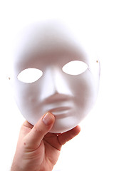 Image showing white carnival mask in human hand