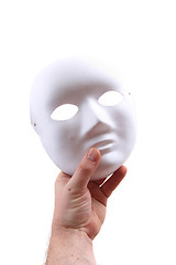 Image showing white carnival mask in human hand