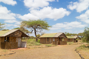 Image showing Traditional african safari tourist lodge.