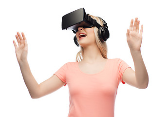 Image showing woman in virtual reality headset or 3d glasses