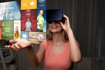 Image showing woman in virtual reality headset or 3d glasses