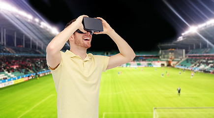 Image showing man in virtual reality headset over football field