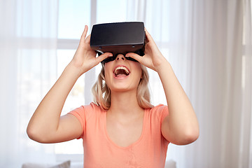 Image showing woman in virtual reality headset or 3d glasses