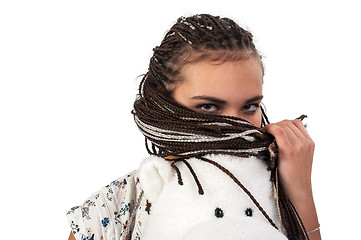 Image showing Young attractive woman with african braids