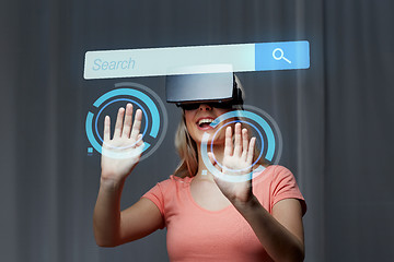 Image showing woman in virtual reality headset or 3d glasses