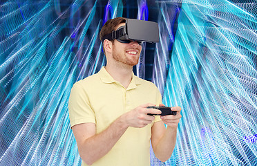 Image showing man in virtual reality headset or 3d glasses