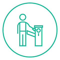 Image showing Man at car barrier line icon.