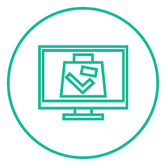 Image showing Suitcase at x-ray airport scanner line icon.