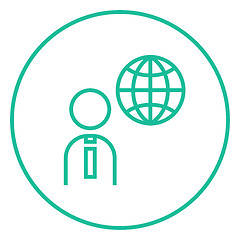 Image showing Man with globe line icon.