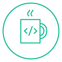 Image showing Cup of coffee with code sign line icon.