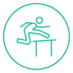 Image showing Man running over barrier line icon.