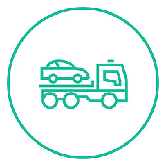 Image showing Car towing truck line icon.