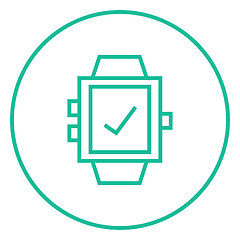 Image showing Smartwatch with check sign line icon.
