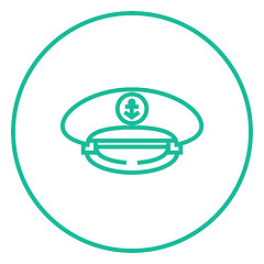 Image showing Captain peaked cap line icon.