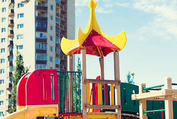 Image showing close up of climbing frame at children playground