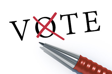 Image showing red ballpen vote