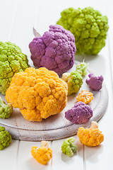 Image showing Assortment of organic cauliflower 