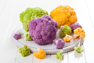 Image showing Assortment of organic cauliflower 