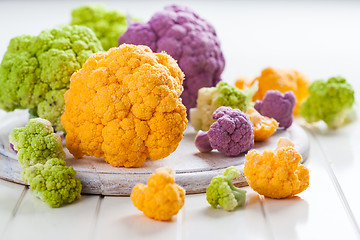 Image showing Assortment of organic cauliflower 