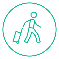 Image showing Man with suitcase line icon.