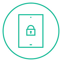 Image showing Digital tablet security line icon.