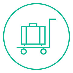 Image showing Luggage on trolley line icon.