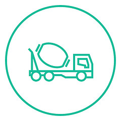 Image showing Concrete mixer truck line icon.