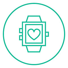 Image showing Smartwatch with heart sign line icon.