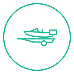 Image showing Boat on trailer for transportation line icon.