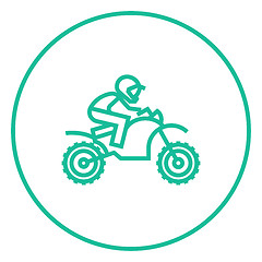 Image showing Man riding motocross bike line icon.