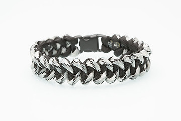 Image showing Black braided bracelet on white background