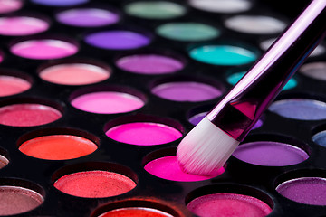 Image showing brushes and make-up eye shadows