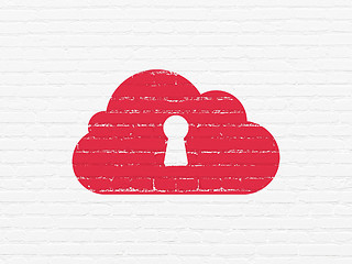 Image showing Cloud computing concept: Cloud With Keyhole on wall background