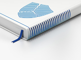 Image showing Privacy concept: closed book, Broken Shield on white background