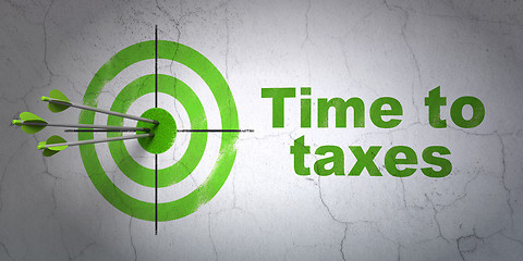 Image showing Finance concept: target and Time To Taxes on wall background