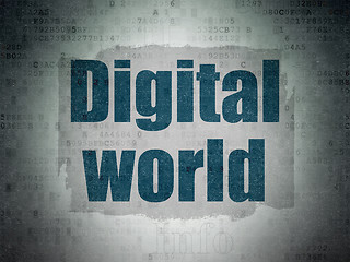 Image showing Information concept: Digital World on Digital Data Paper background