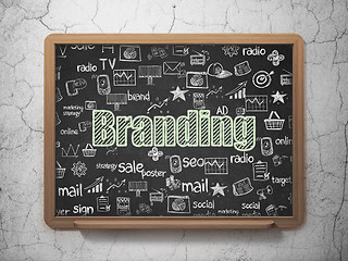 Image showing Advertising concept: Branding on School board background