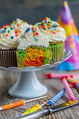 Image showing Cupcakes with colorful sprinkles.
