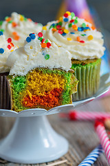 Image showing Colorful cupcakes closeup.