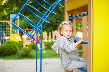 Image showing Portrait of a Thoughtful LIttle Girl