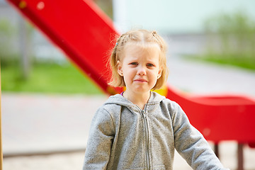 Image showing Beautiful sad little girl crying